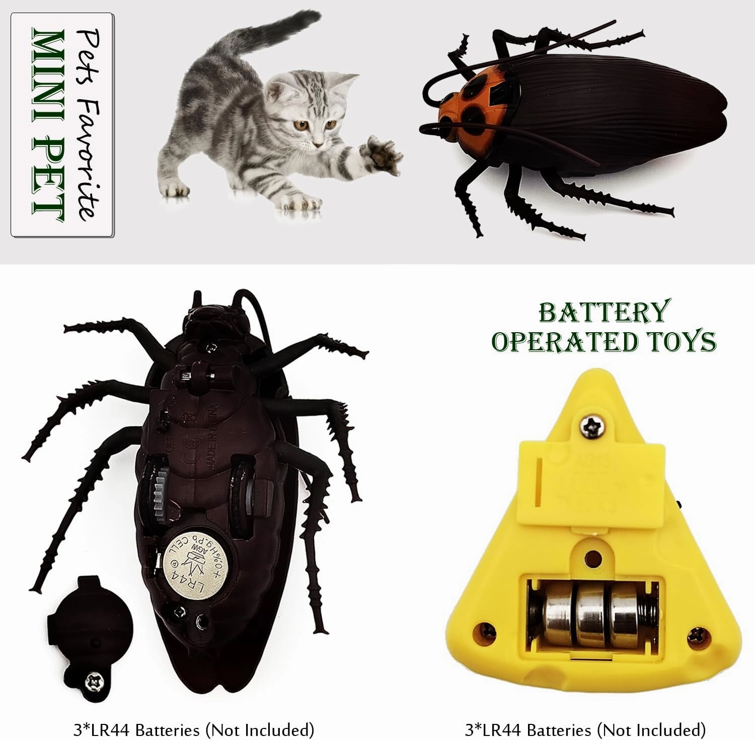 Tipmant Mini RC Cockroach Toy Remote Control Roach Insect Realistic Simulation Electric Electronic Animal for Pets Cat Dogs Toddler Kids Birthday Gifts