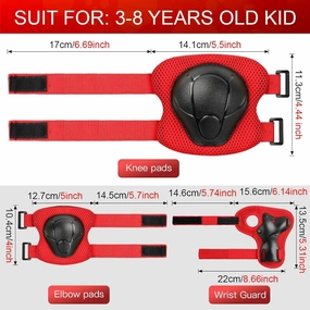 Toddler Kids Bike Helmet Set - Adjustable Cycling Helmet with Knee, Elbow Pads & Wrist Guards Sport Protective Gear Little Kid