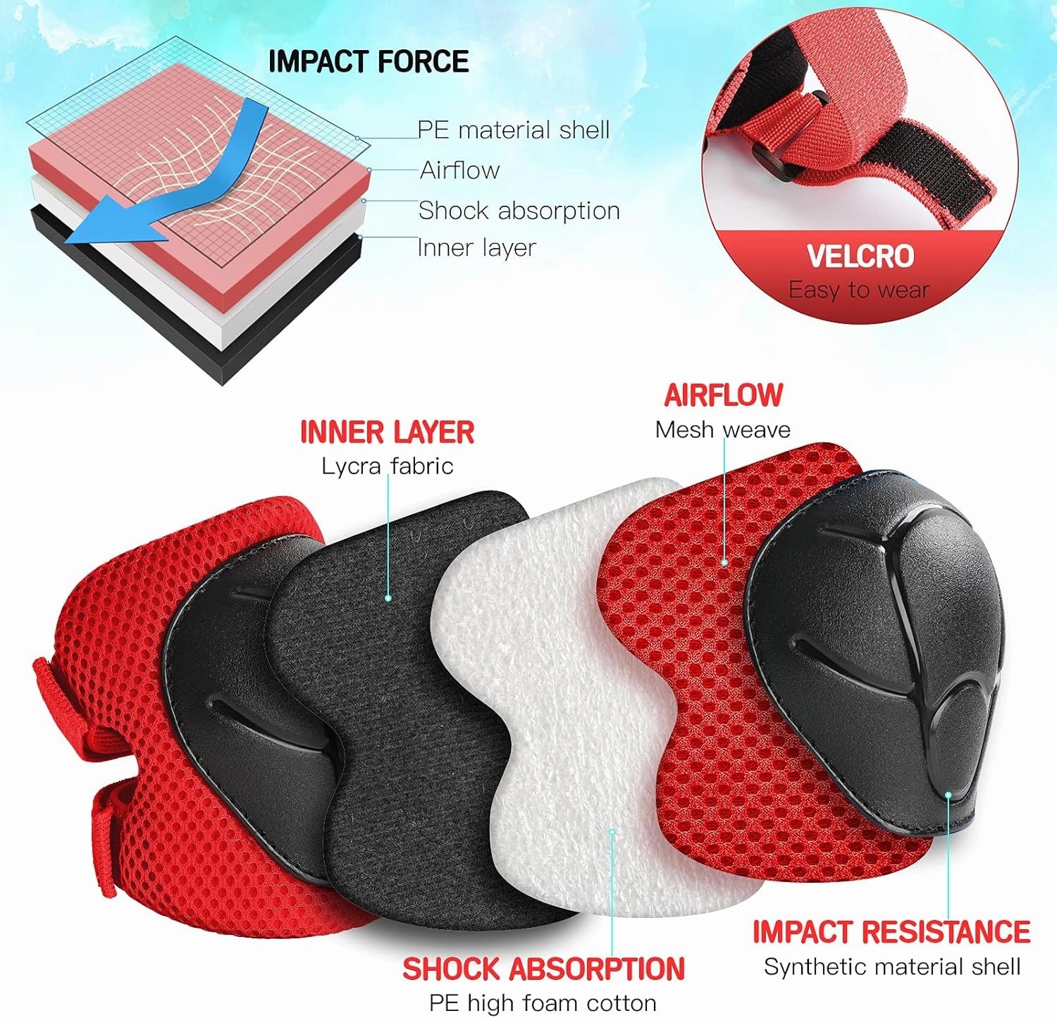 Toddler Kids Bike Helmet Set - Adjustable Cycling Helmet with Knee, Elbow Pads & Wrist Guards Sport Protective Gear Little Kid