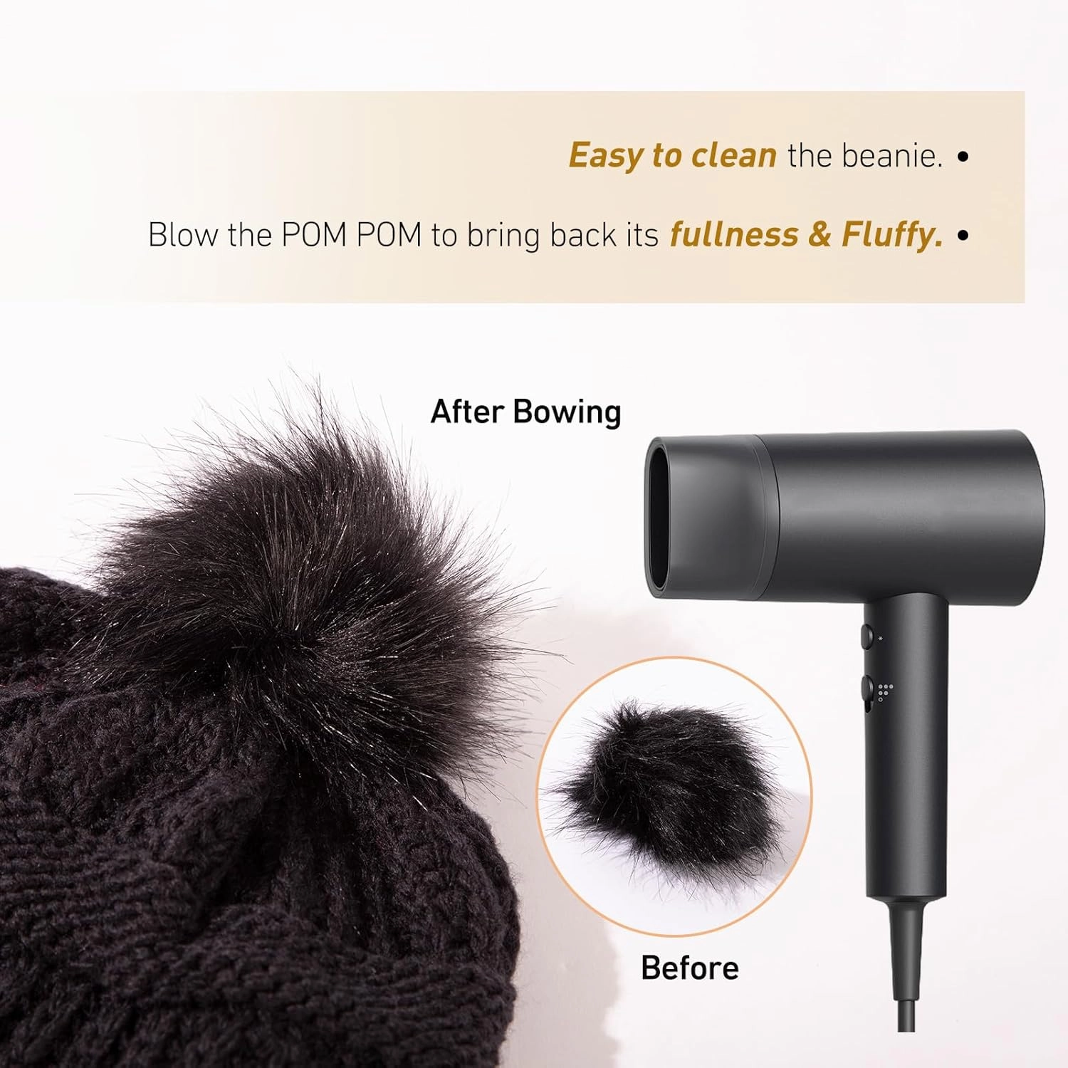 TOP-EX 100% Merino Wool Winter Slouchy Beanie for Women with Faux Fur Pom - Satin or Fleece Lined Hats for Cold Weather