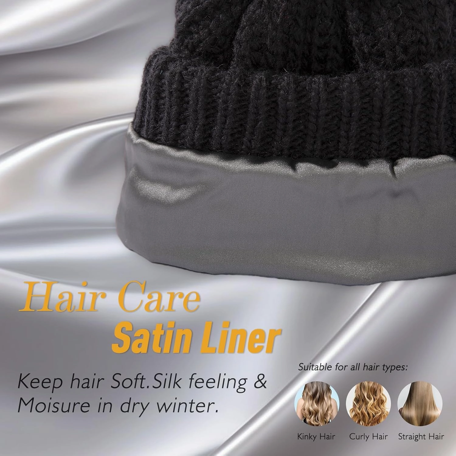 TOP-EX 100% Merino Wool Winter Slouchy Beanie for Women with Faux Fur Pom - Satin or Fleece Lined Hats for Cold Weather