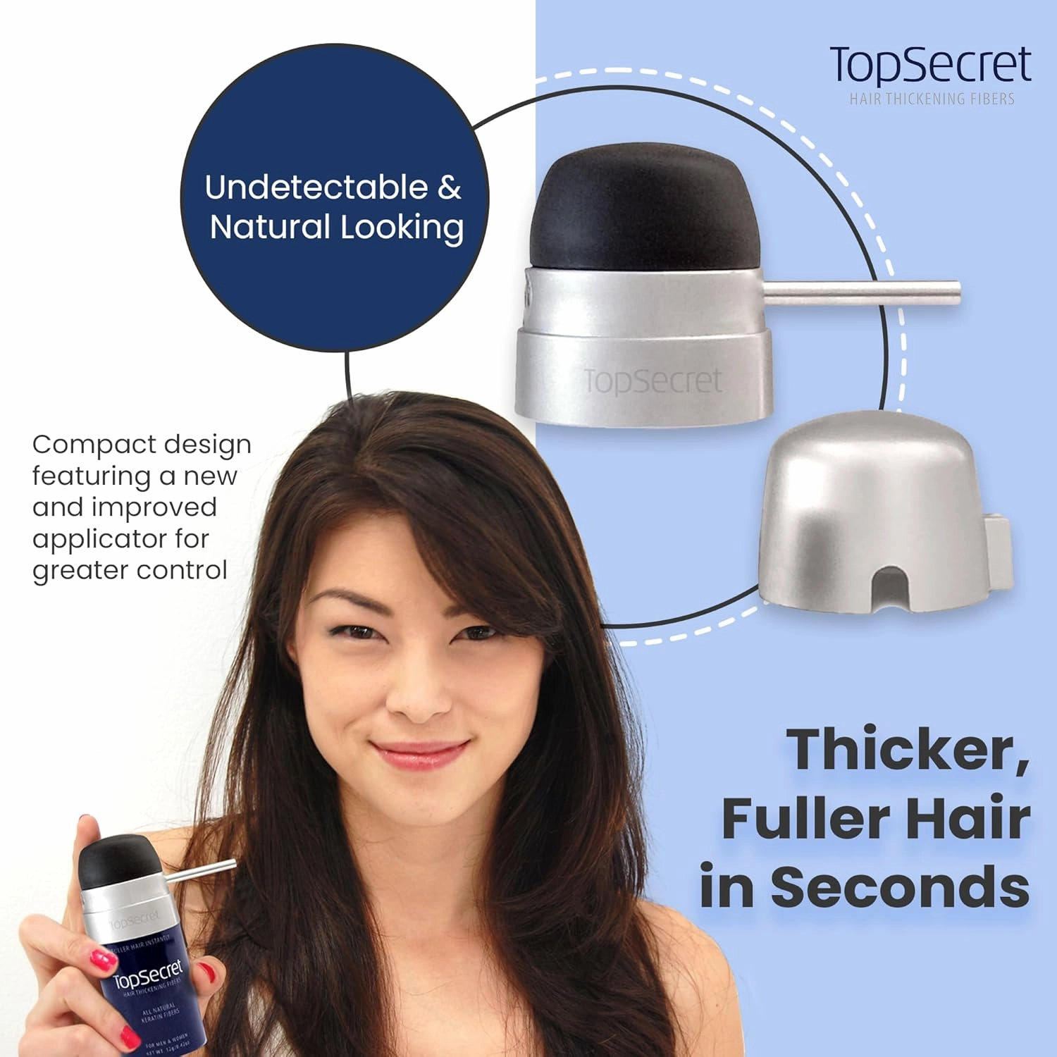 Top Secret Hair Thickening Building Fibers Applicator Included - Undetectable & Natural Hair Filler - for Men & Women - Instantly Fill In Thinning Hair - Weather & Sweat Resistant (Auburn, Medium)