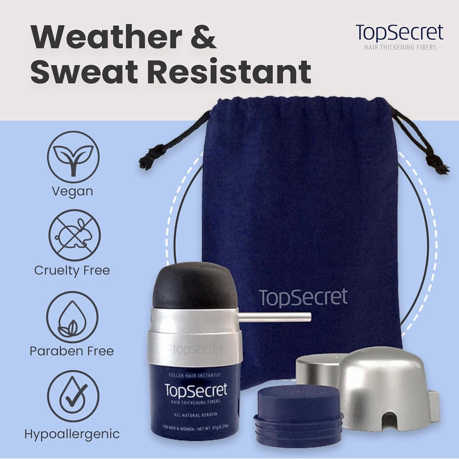 Top Secret Hair Thickening Building Fibers Applicator Included - Undetectable & Natural Hair Filler - for Men & Women - Instantly Fill In Thinning Hair - Weather & Sweat Resistant (Auburn, Medium)
