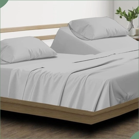 Top Split King Sheets Sets for Adjustable Beds, Sheets for Sleep Number Bed Split King Deep Pocket, 34" Split Top King Sheets 100% Cotton, Flex Top Sheets, Light Grey Solid