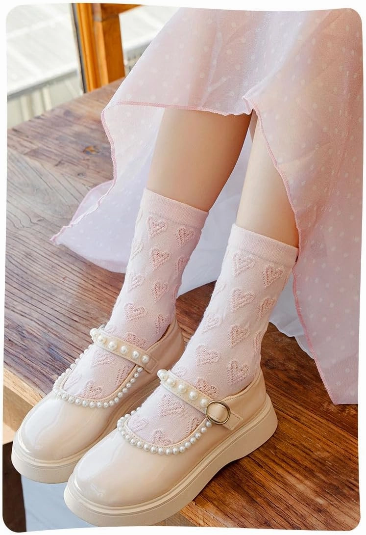 Toptim Kids Girls' Socks Retro Stripes Hearts Cute Cotton Casual Dress