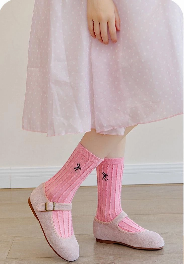 Toptim Kids Girls' Socks Retro Stripes Hearts Cute Cotton Casual Dress