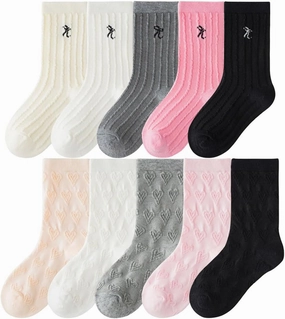 Toptim Kids Girls' Socks Retro Stripes Hearts Cute Cotton Casual Dress