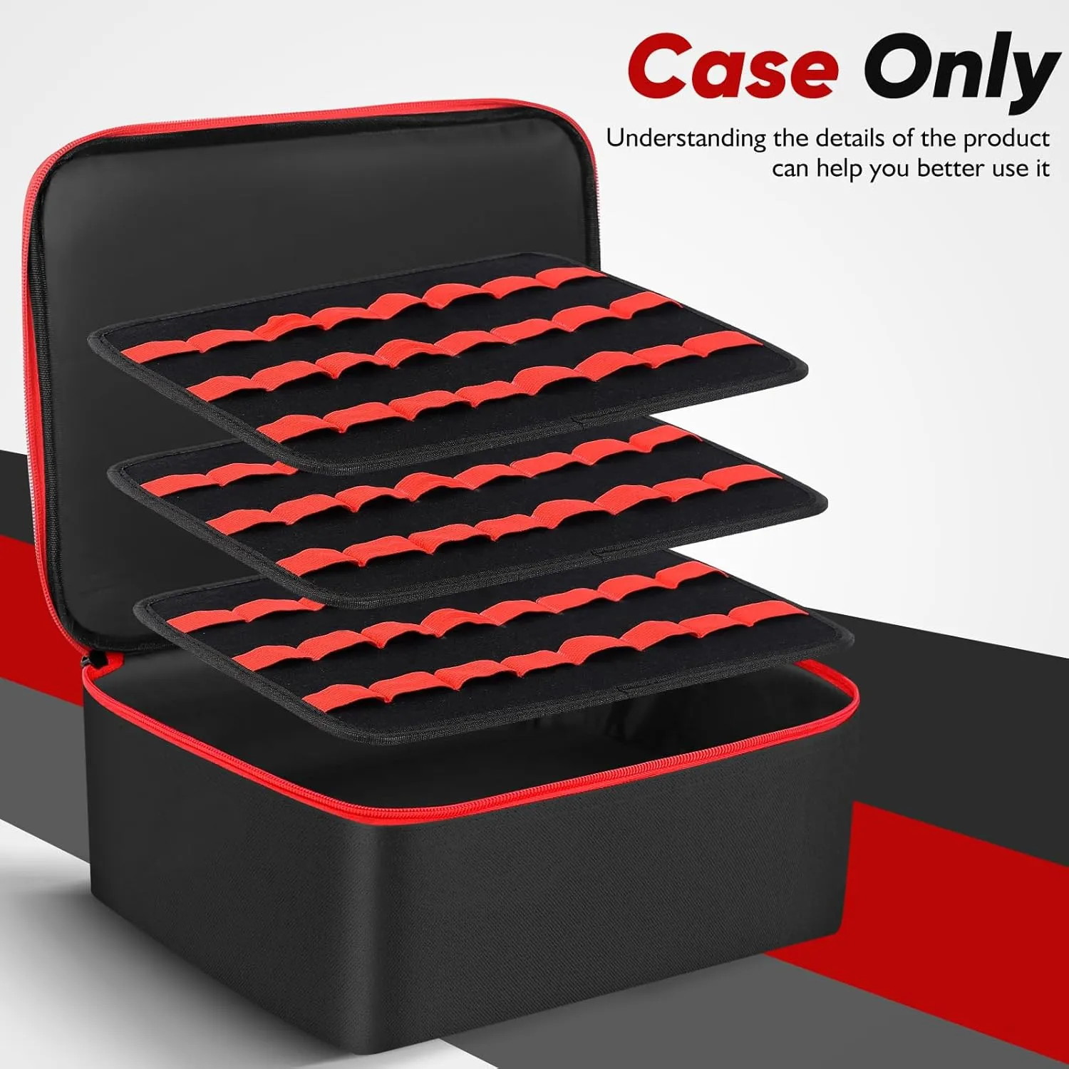 Toy Car Organizer Compatible with Hotwheels Cars and Matchbox Cars. 3 compartments for storing 72 toy cars.(Case Only) (Black, 72)