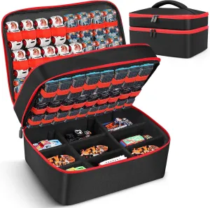 Toy Cars Carrying Bag Compatible with Hotwheels Car,Monster Trucks Cars.Can Store 72 Mini Toy Cars & 9 Monster Trucks Cars.(Case Only) (Red/Black, 81)