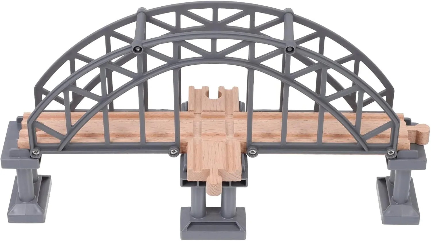 Toyvian Wooden Train Tracks Suspension Bridge Toy Wood Cross Railway Toys Train Scene Layout Props Toy Train Accessory for Kids Toddlers (Grey) Wooden Train Accessories