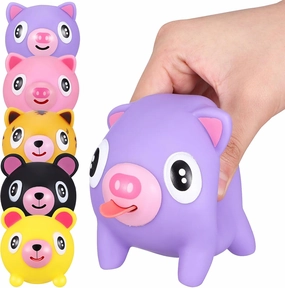 Toyvian 5Pcs Screaming Pigs Squeeze Animal Ball Out with Sound Screaming Decompression Rubber Squeaky Toys Squeeze Puppy Office Stress for Goodie Bag Stuffer