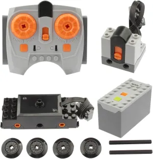 Train Motor Power Functions Set, Train Motor Building Kit with Remote Control and Receiver, Power Modification Accessories for Building Block