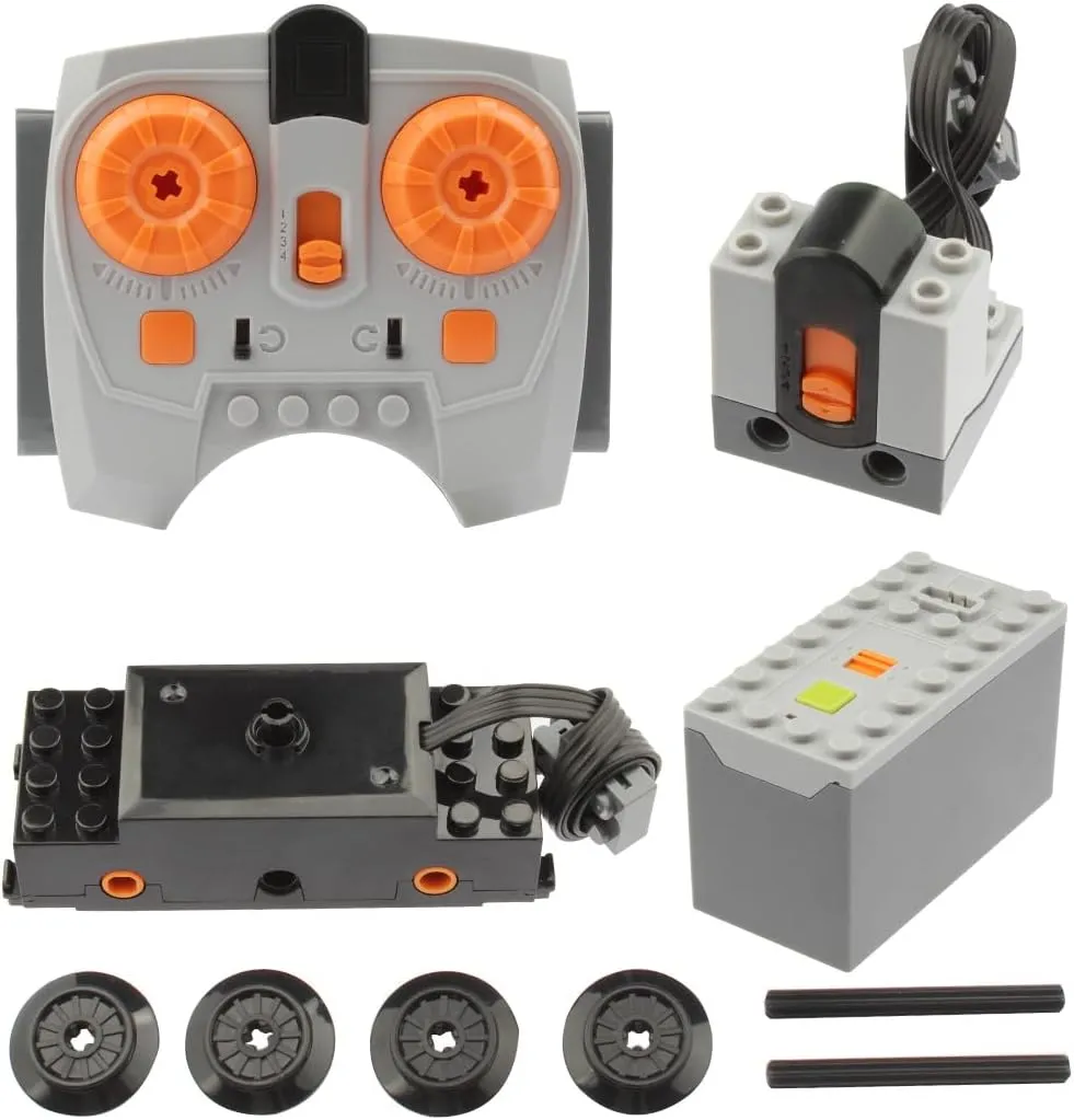 Train Motor Power Functions Set, Train Motor Building Kit with Remote Control and Receiver, Power Modification Accessories for Building Block