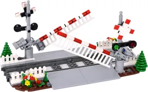 Train Railroad Crossing Building Block Set，Train Track Building Toy with Traffic Lights ，Compatible with Track Expansion Set Gift for Girls and Boys Ages 6 and Up (Train Railroad Crossing C)