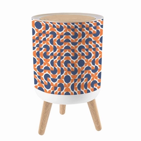Trash Can with Lid seamless pattern tiles red white blue Mid century geometric textile Garbage Can Round Waste Bin Press Cover Dog Proof Wastebasket for Kitchen Bathroom Living Room Nursery 1.8gal