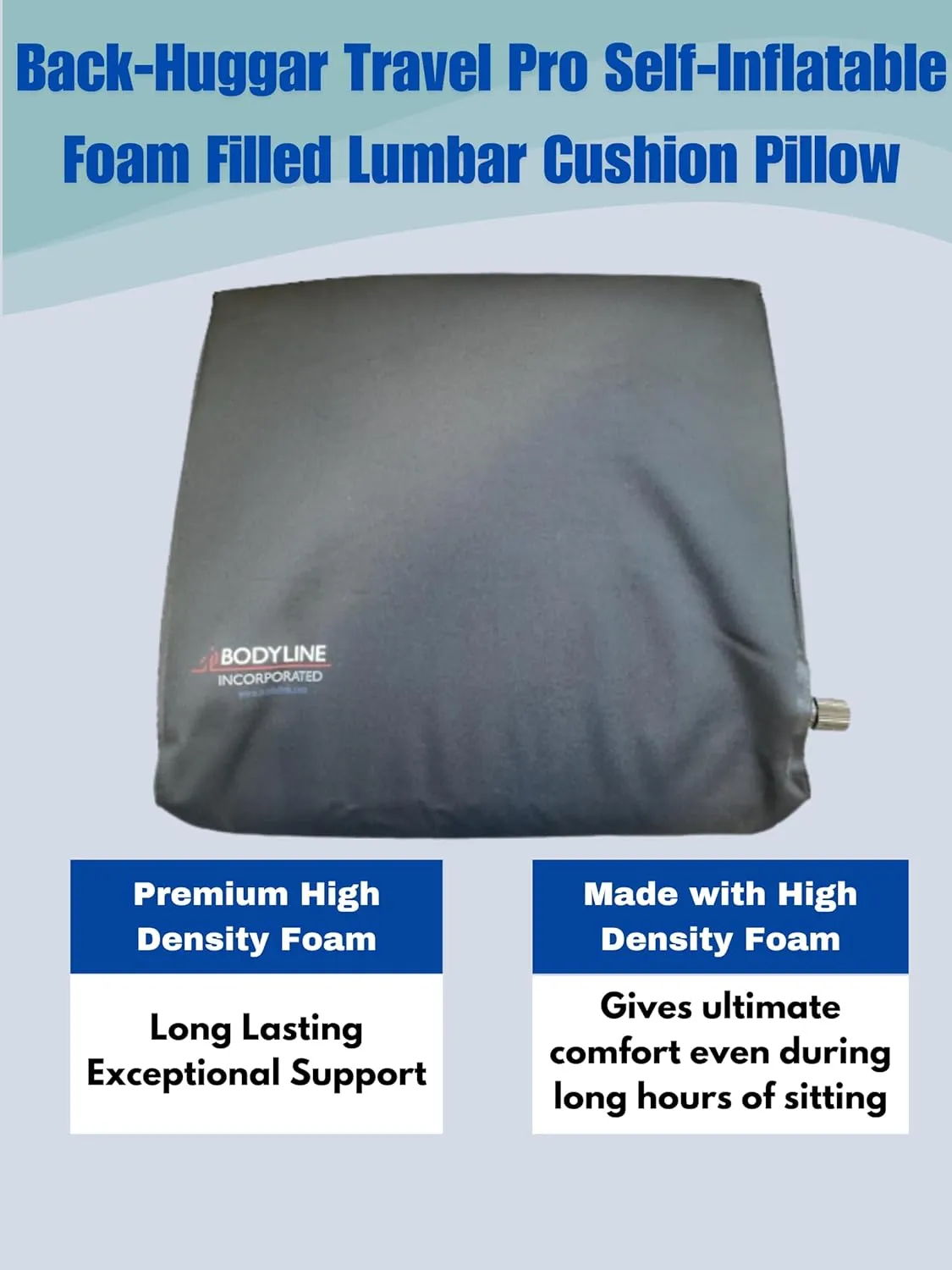 Travel Pro Self-Inflatable Foam Filled Lumbar Cushion Pillow for Airplane Travel, Cars, and Office Chairs and Provides Lumbar Support, Ergonomic Design Adjustable Firmness Carrying Bag