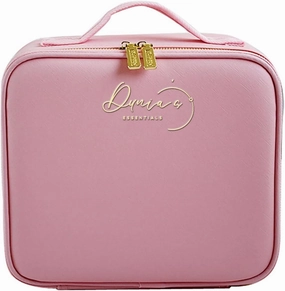 Travel Makeup Bag with Mirror of LED Lighted, Makeup Train Case with Adjustable Dividers, Makeup Case with Mirror and Detachable 10x Magnifying Mirror (Pink)