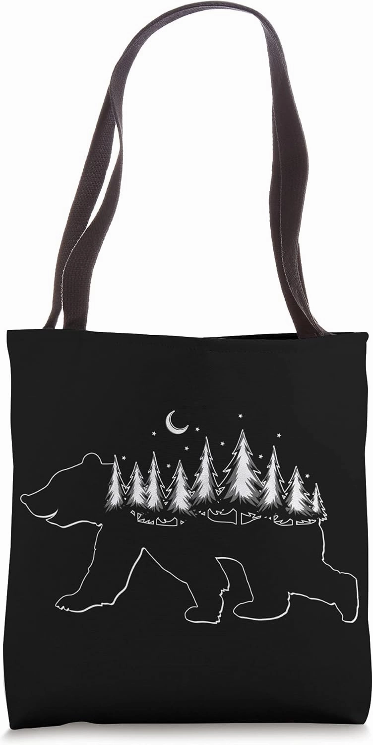 Trees Bear Adventurous Person Tote Bag