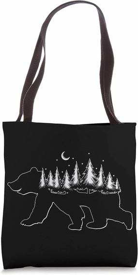 Trees Bear Adventurous Person Tote Bag