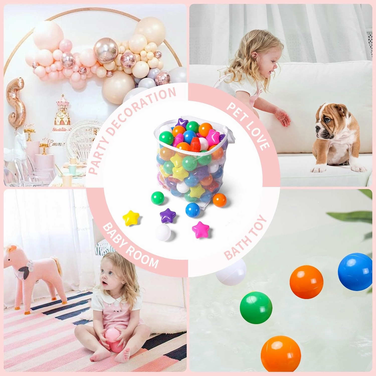 TRENDPLAY Star Ball Pit Balls for Toddlers -50 100 200 Count Star Balls Different Shapes, Non-Toxic Plastic Balls for Safe Play, Boys Girls Festival Party Decoration