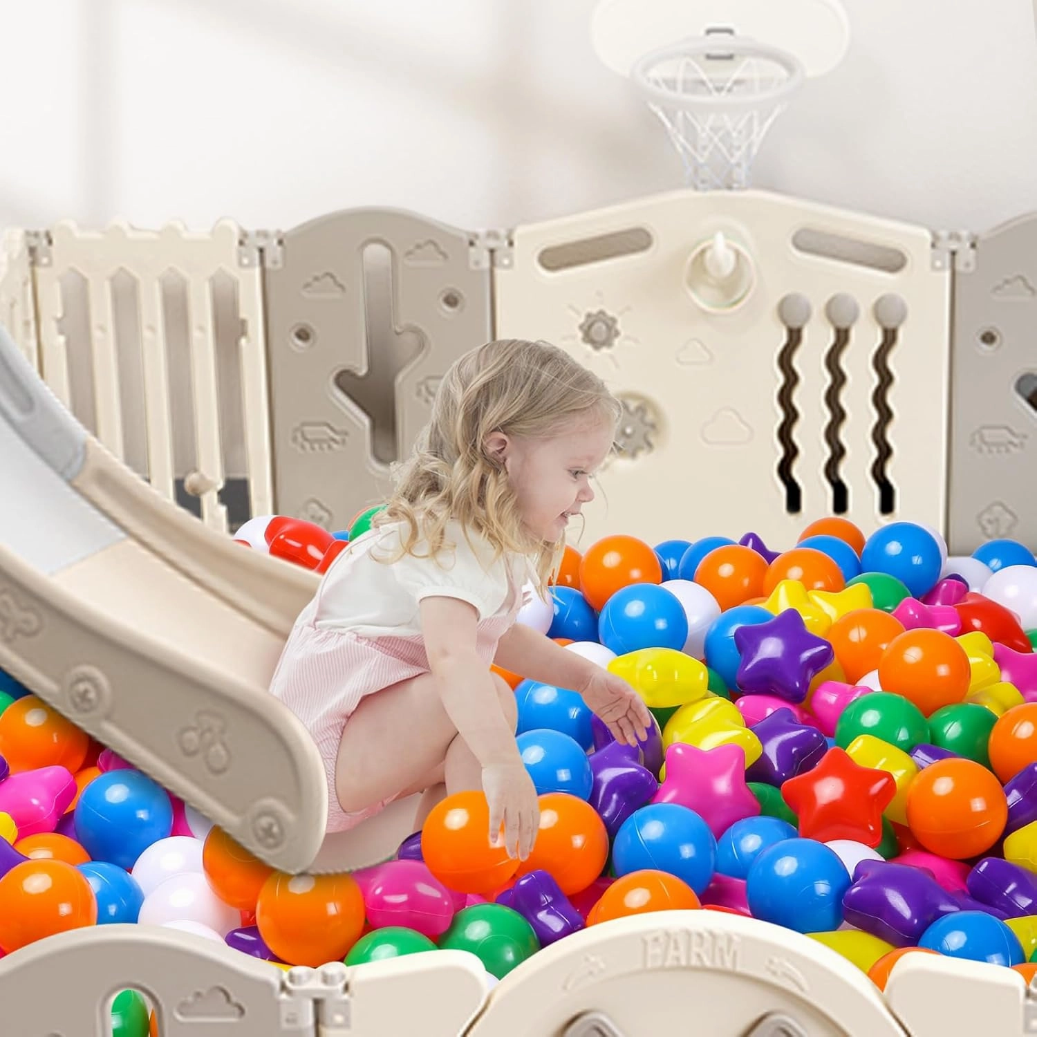 TRENDPLAY Star Ball Pit Balls for Toddlers -50 100 200 Count Star Balls Different Shapes, Non-Toxic Plastic Balls for Safe Play, Boys Girls Festival Party Decoration