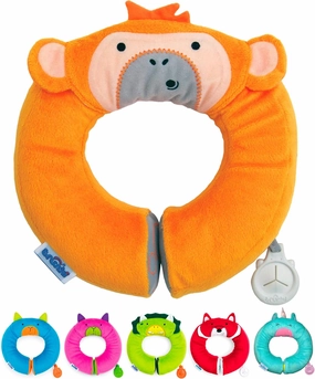 Trunki Kid's Travel Neck Pillow and Chin Rest | Support Sleepy Heads in The Car Seat, Plane, Bike or Pram | Yondi Small Mylo Monkey (Orange)