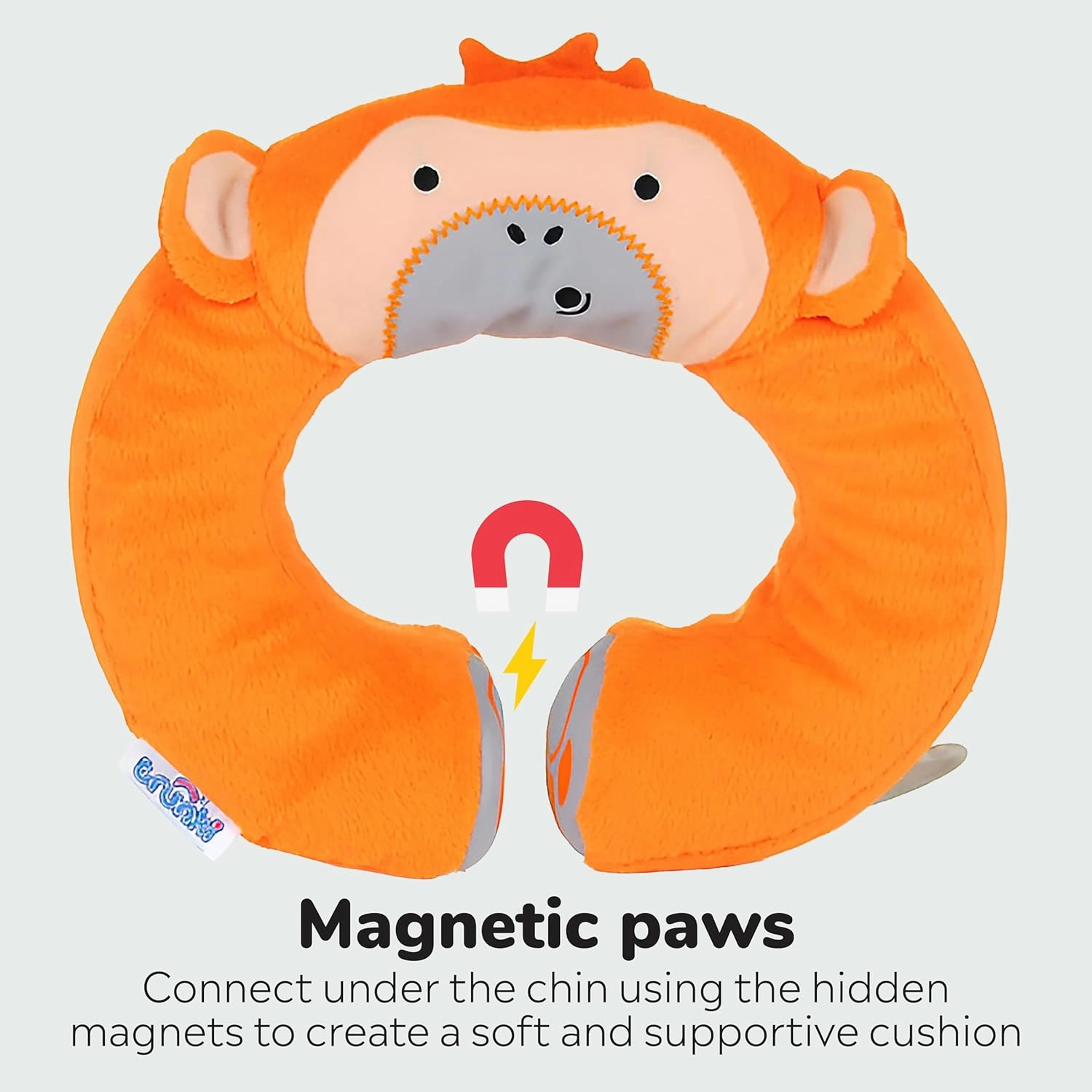Trunki Kid's Travel Neck Pillow and Chin Rest | Support Sleepy Heads in The Car Seat, Plane, Bike or Pram | Yondi Small Mylo Monkey (Orange)
