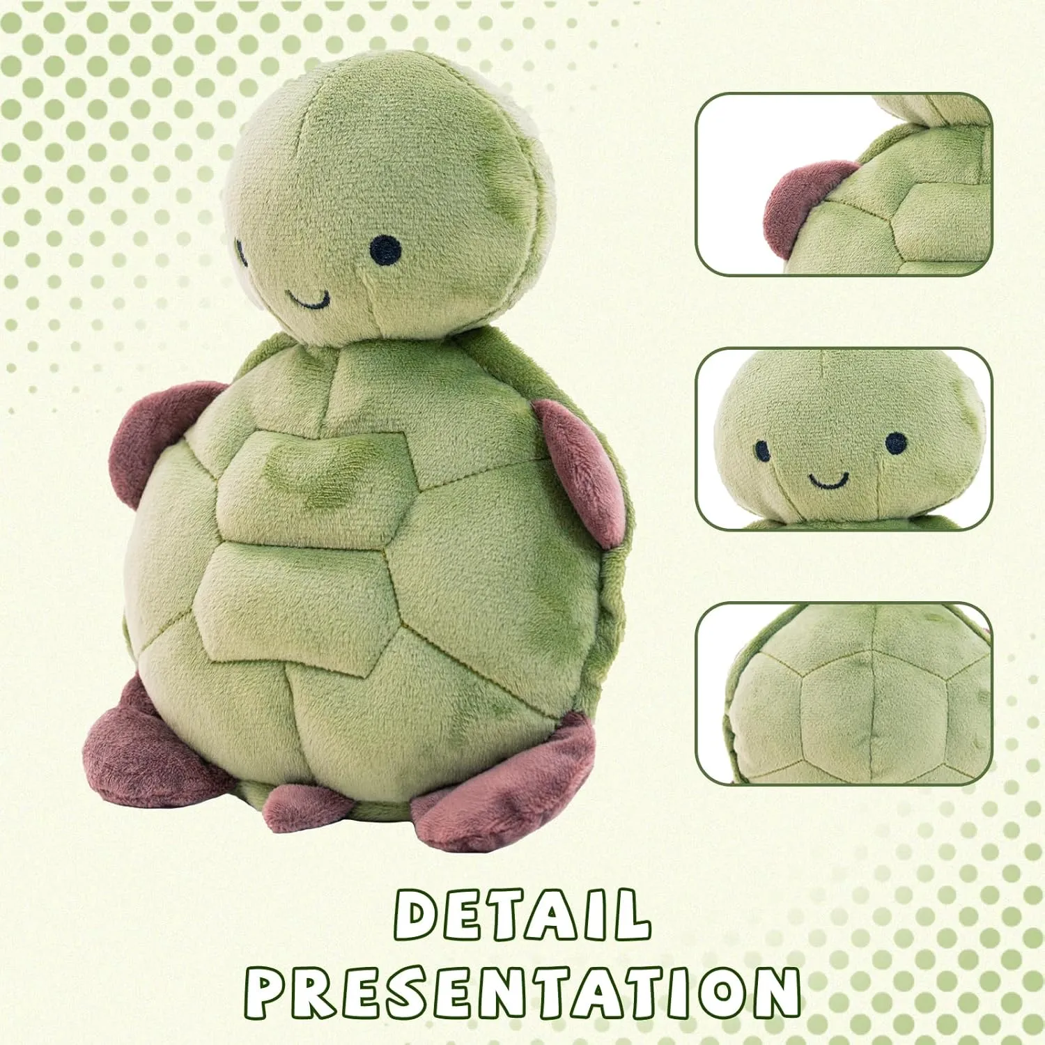 Turtle Stuffed Animal 8 Inch, Plush Toy for Room Decor, Soft Plushie Gifts for Girls, Kids on Birthday, Christmas