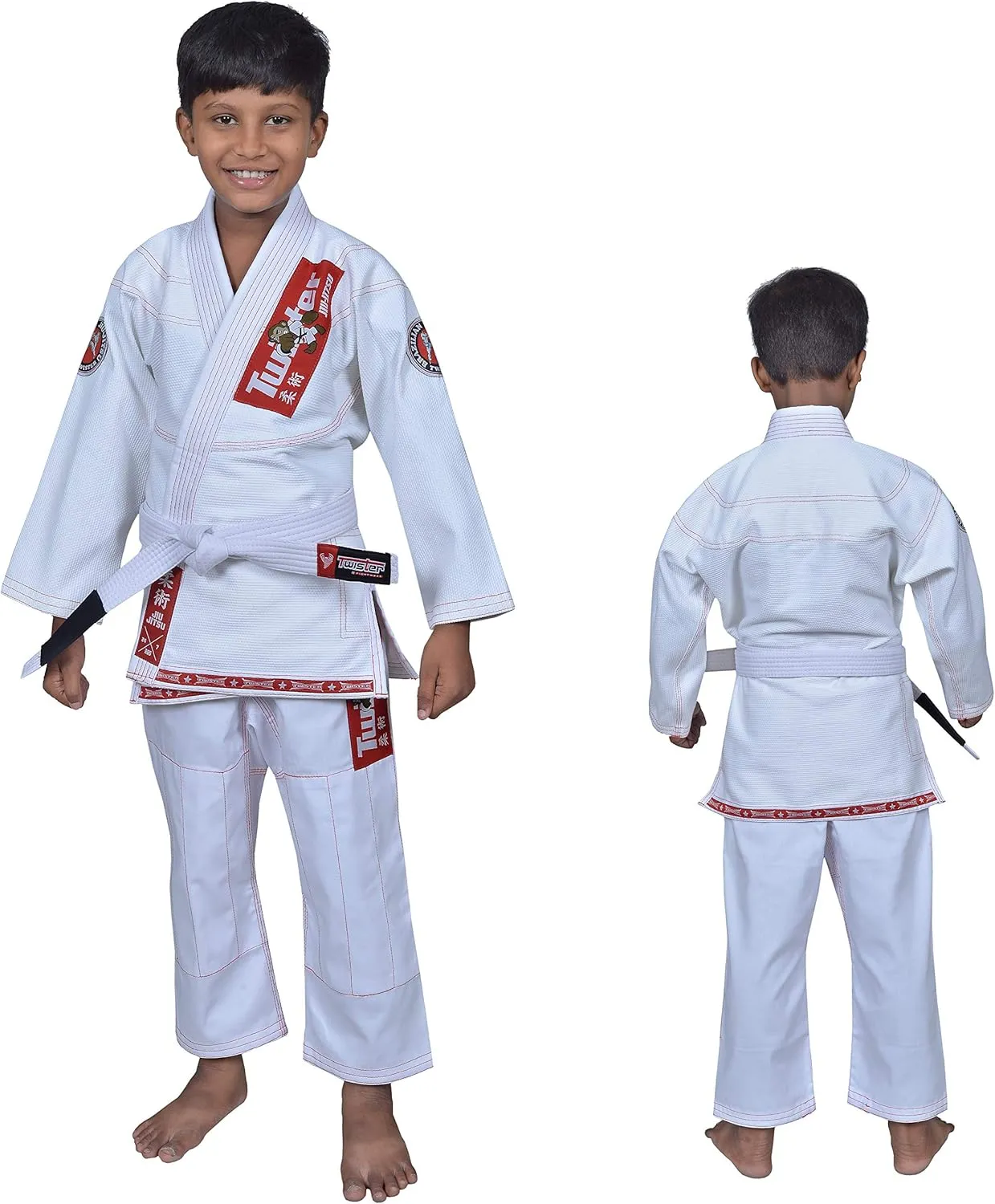 Twister Kids Brazilian Jiu Jitsu Gi | Preshrunk Ultra Light Fabric Youth BJJ Gi | Comes with FREE White Belt