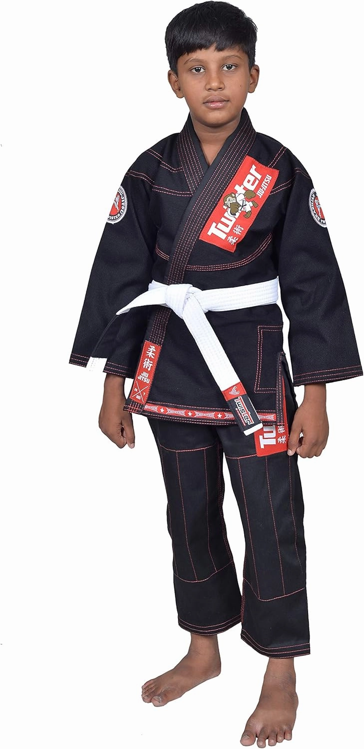 Twister Kids Brazilian Jiu Jitsu Gi | Preshrunk Ultra Light Fabric Youth BJJ Gi | Comes with FREE White Belt