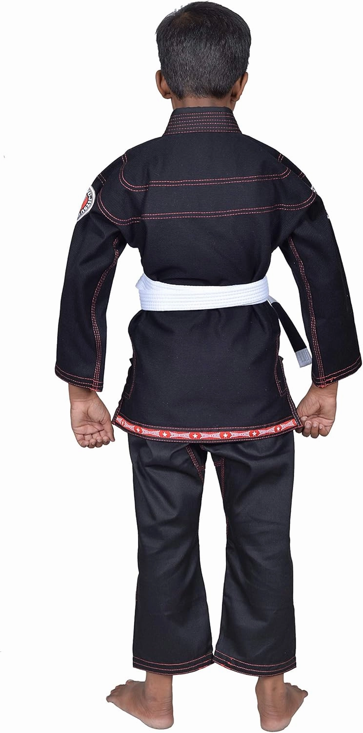 Twister Kids Brazilian Jiu Jitsu Gi | Preshrunk Ultra Light Fabric Youth BJJ Gi | Comes with FREE White Belt