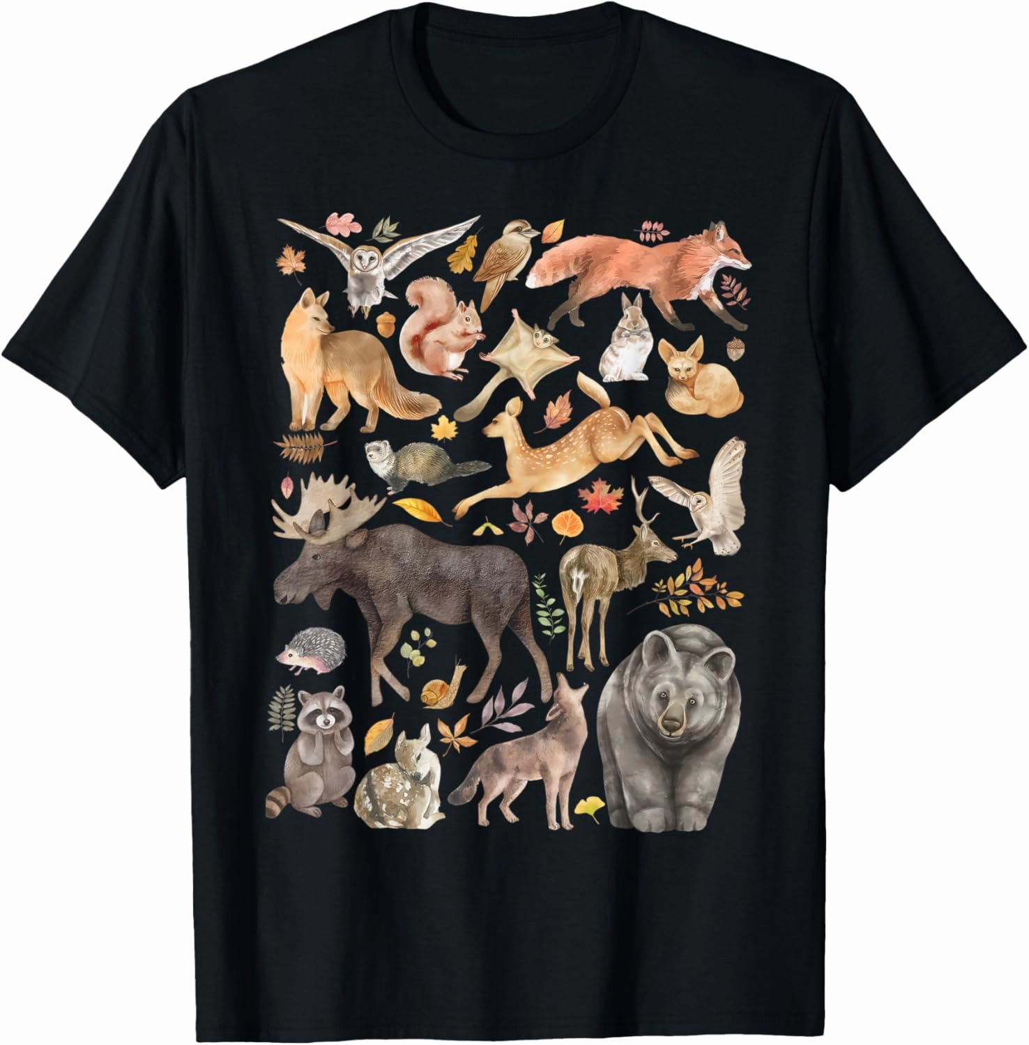 Types Of Forest Animals Nature Wildlife Woodland T-Shirt