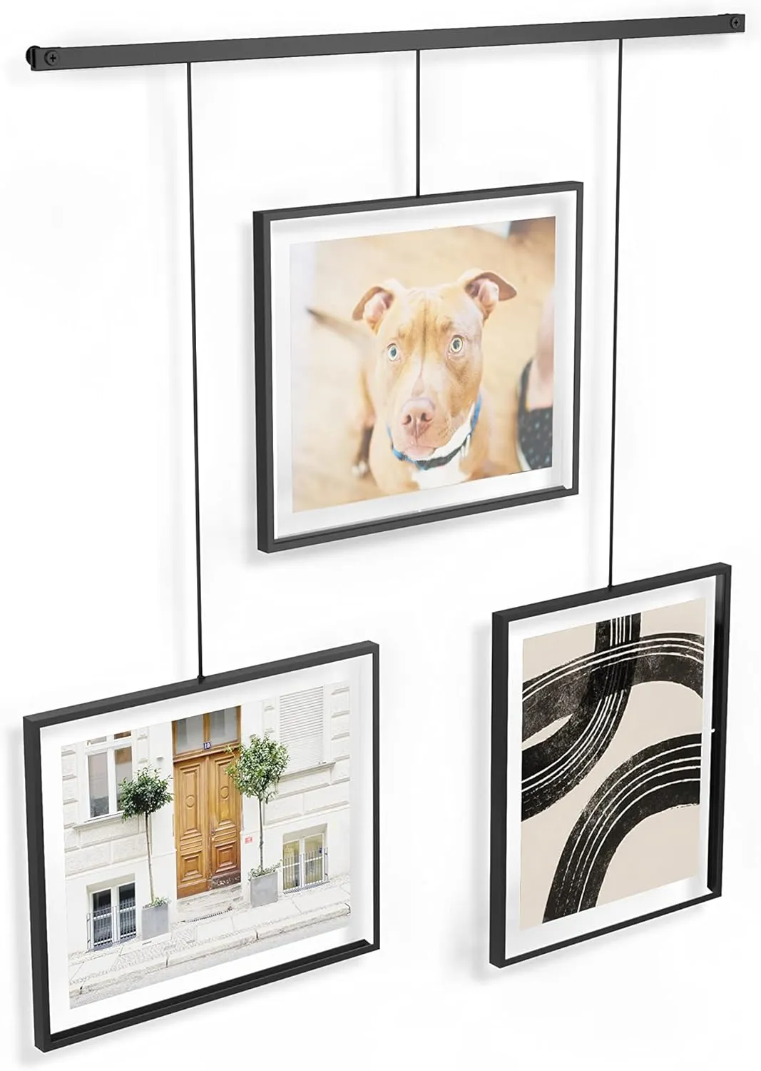 Umbra Exhibit Picture Frame Gallery Set, Adjustable Wall Collage Displays Three 8x10" Photos, Set of 3 Large, Black