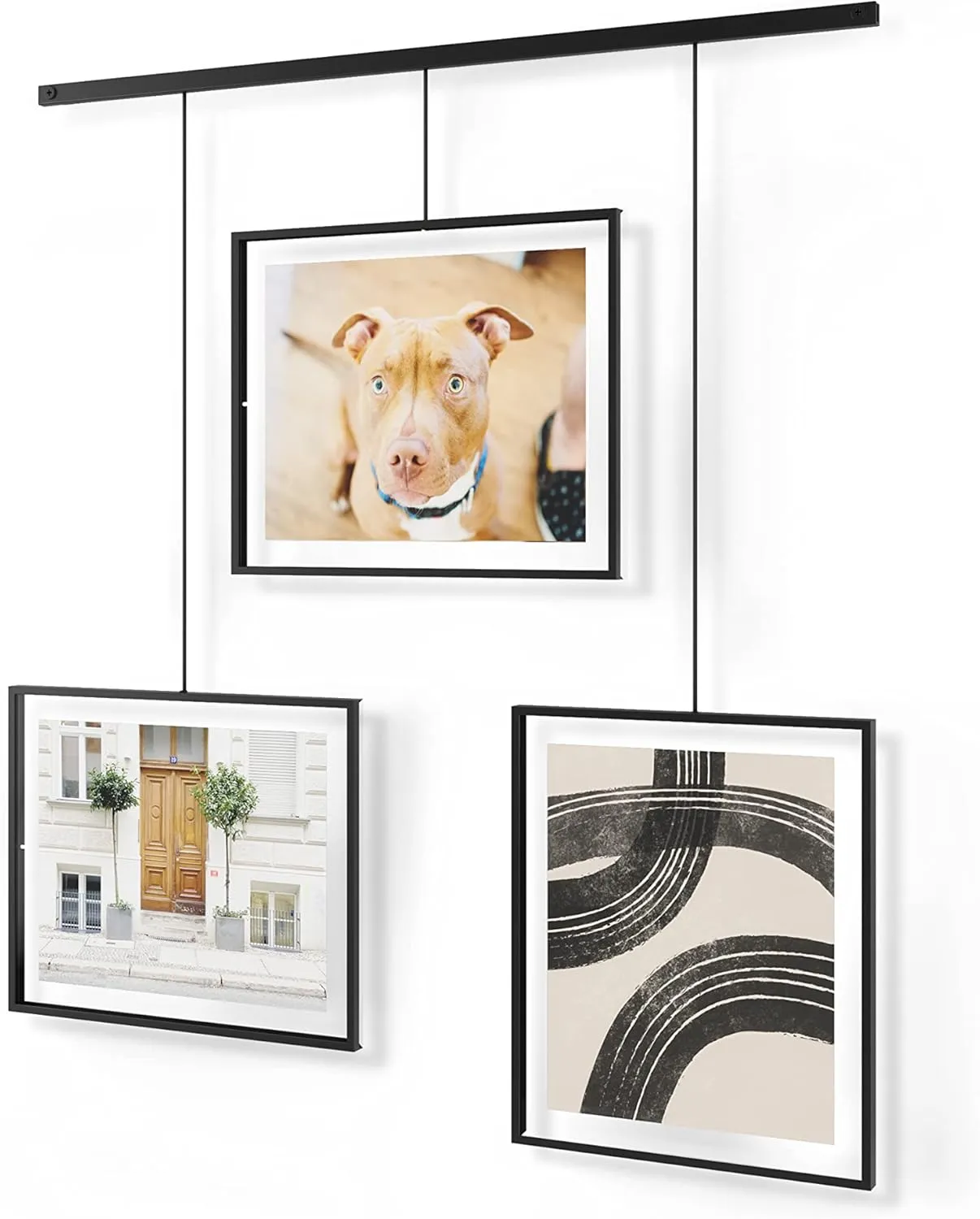Umbra Exhibit Picture Frame Gallery Set, Adjustable Wall Collage Displays Three 8x10" Photos, Set of 3 Large, Black