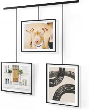 Umbra Exhibit Picture Frame Gallery Set, Adjustable Wall Collage Displays Three 8x10" Photos, Set of 3 Large, Black