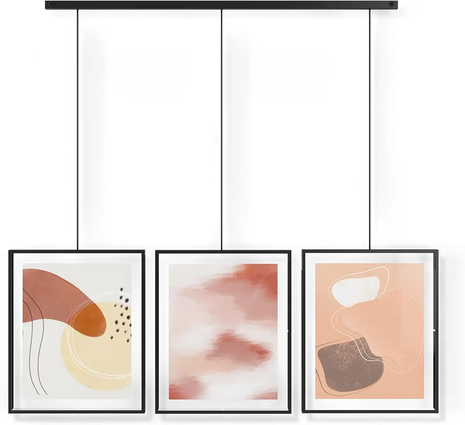 Umbra Exhibit Picture Frame Gallery Set, Adjustable Wall Collage Displays Three 8x10" Photos, Set of 3 Large, Black
