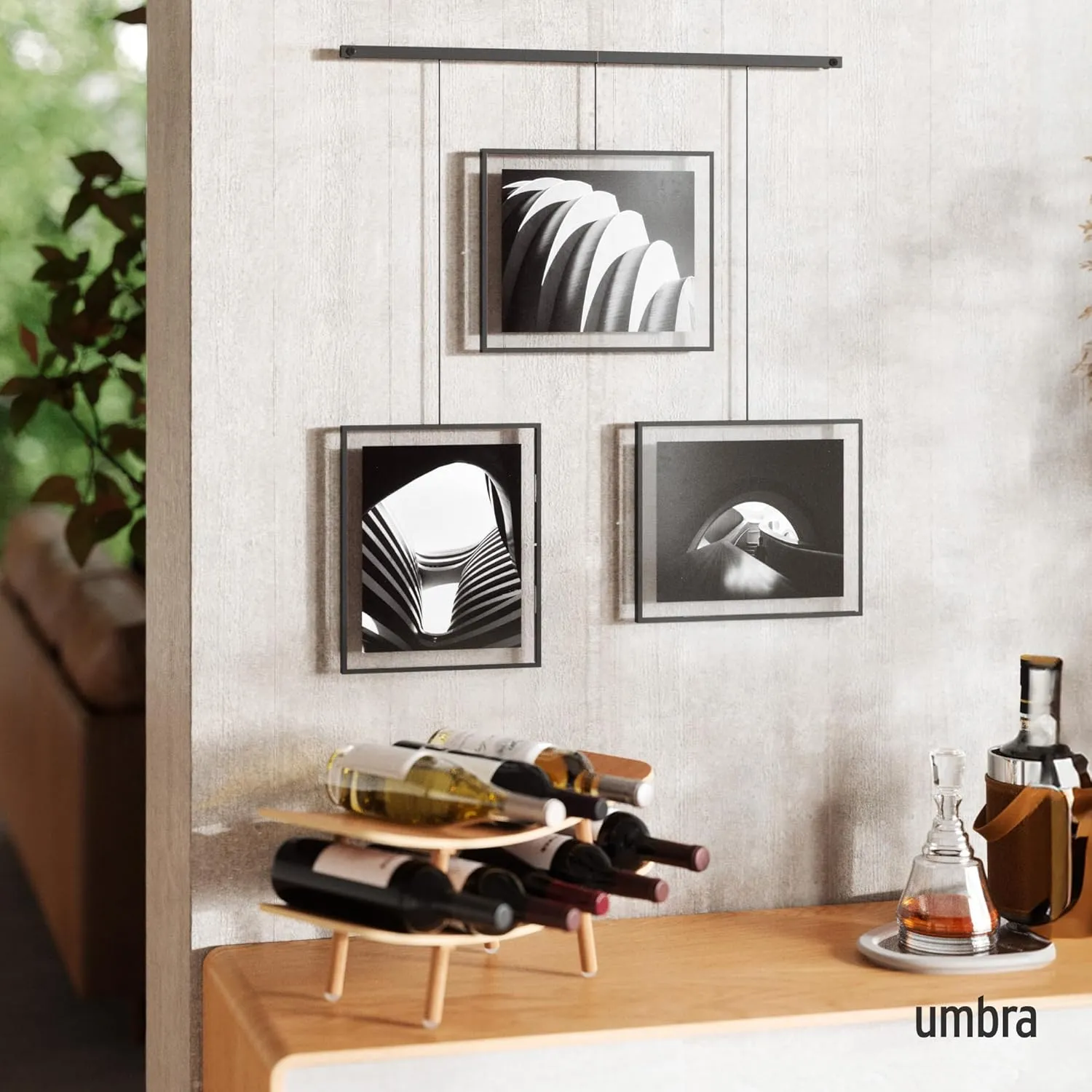 Umbra Exhibit Picture Frame Gallery Set, Adjustable Wall Collage Displays Three 8x10" Photos, Set of 3 Large, Black