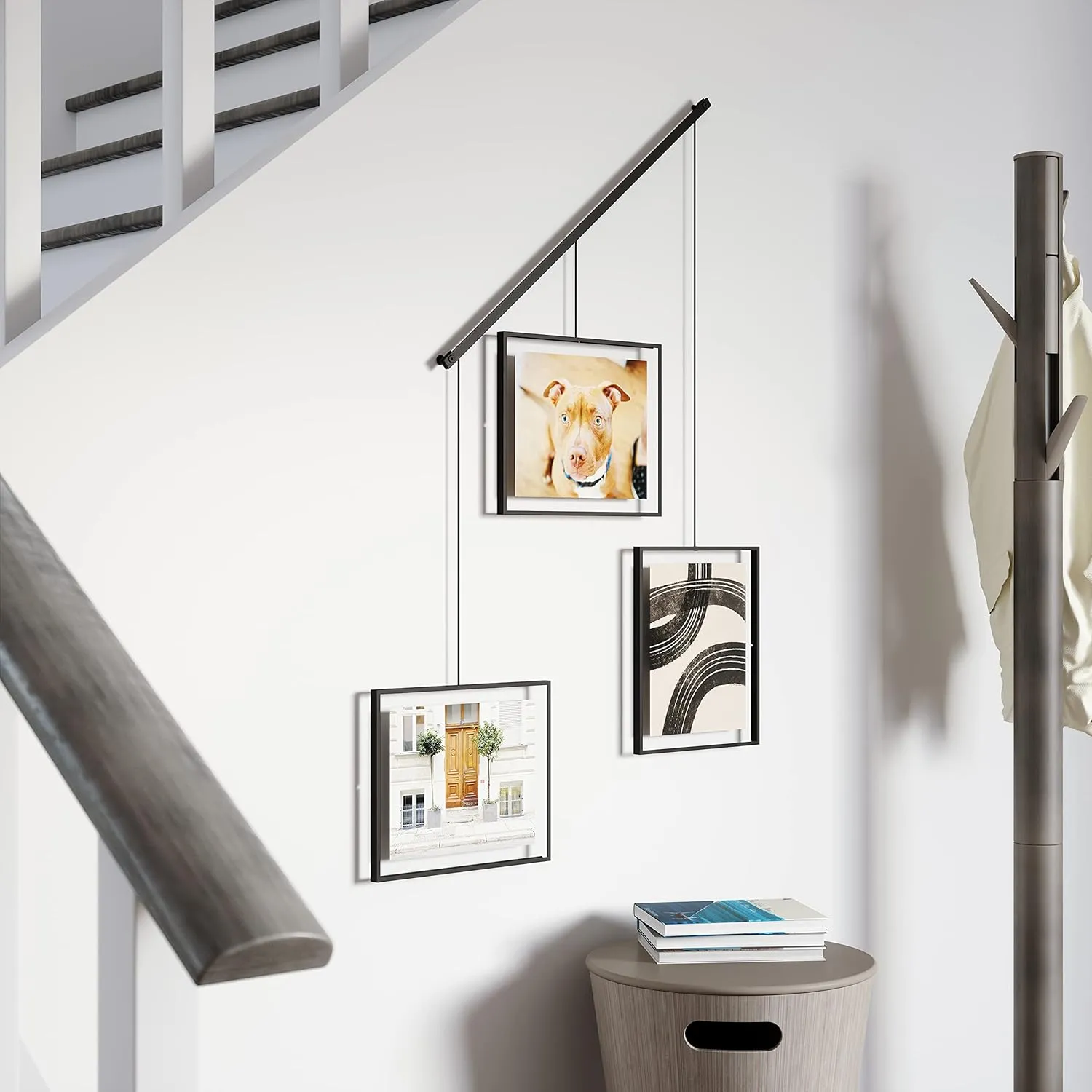 Umbra Exhibit Picture Frame Gallery Set, Adjustable Wall Collage Displays Three 8x10" Photos, Set of 3 Large, Black