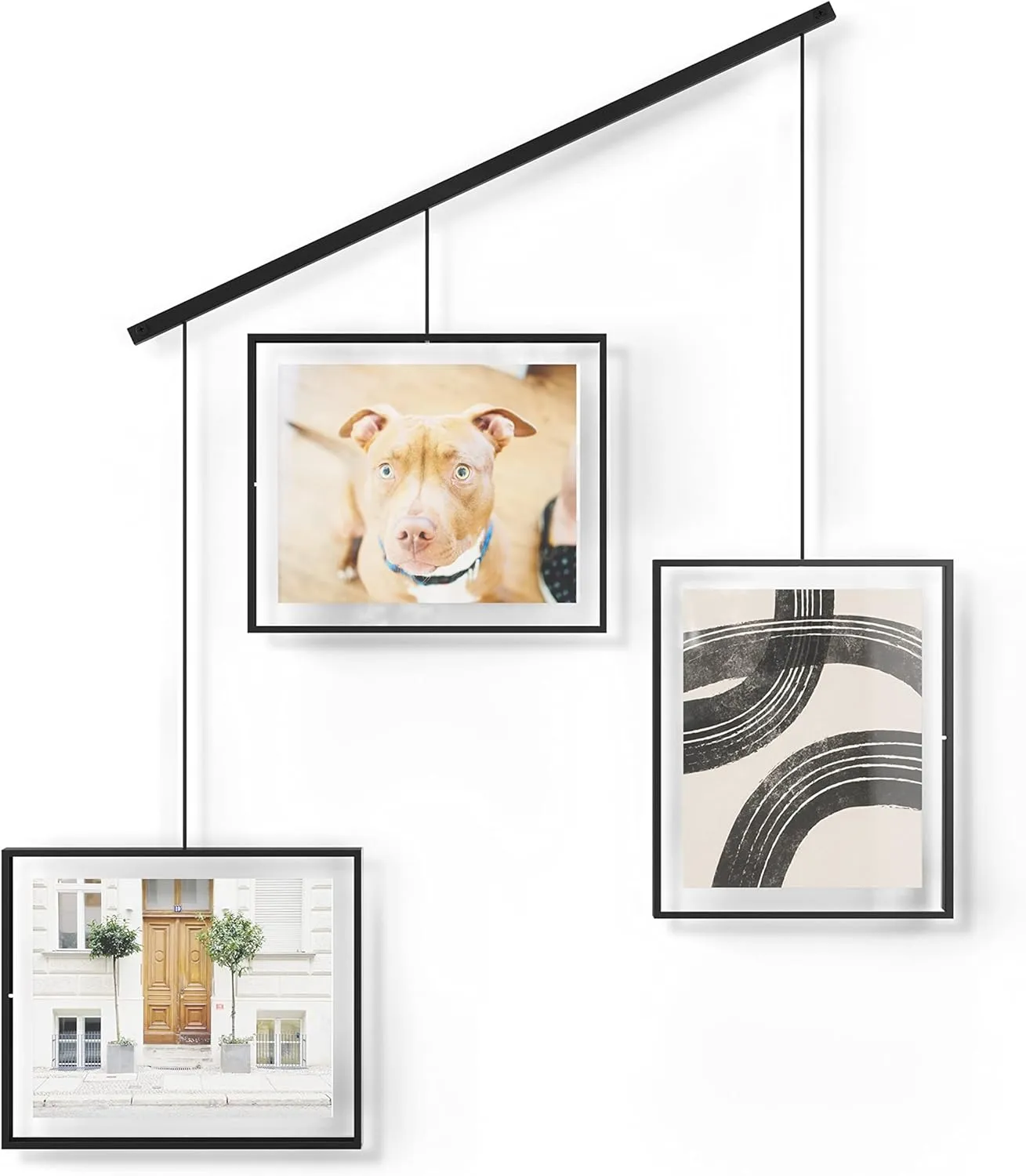 Umbra Exhibit Picture Frame Gallery Set, Adjustable Wall Collage Displays Three 8x10" Photos, Set of 3 Large, Black