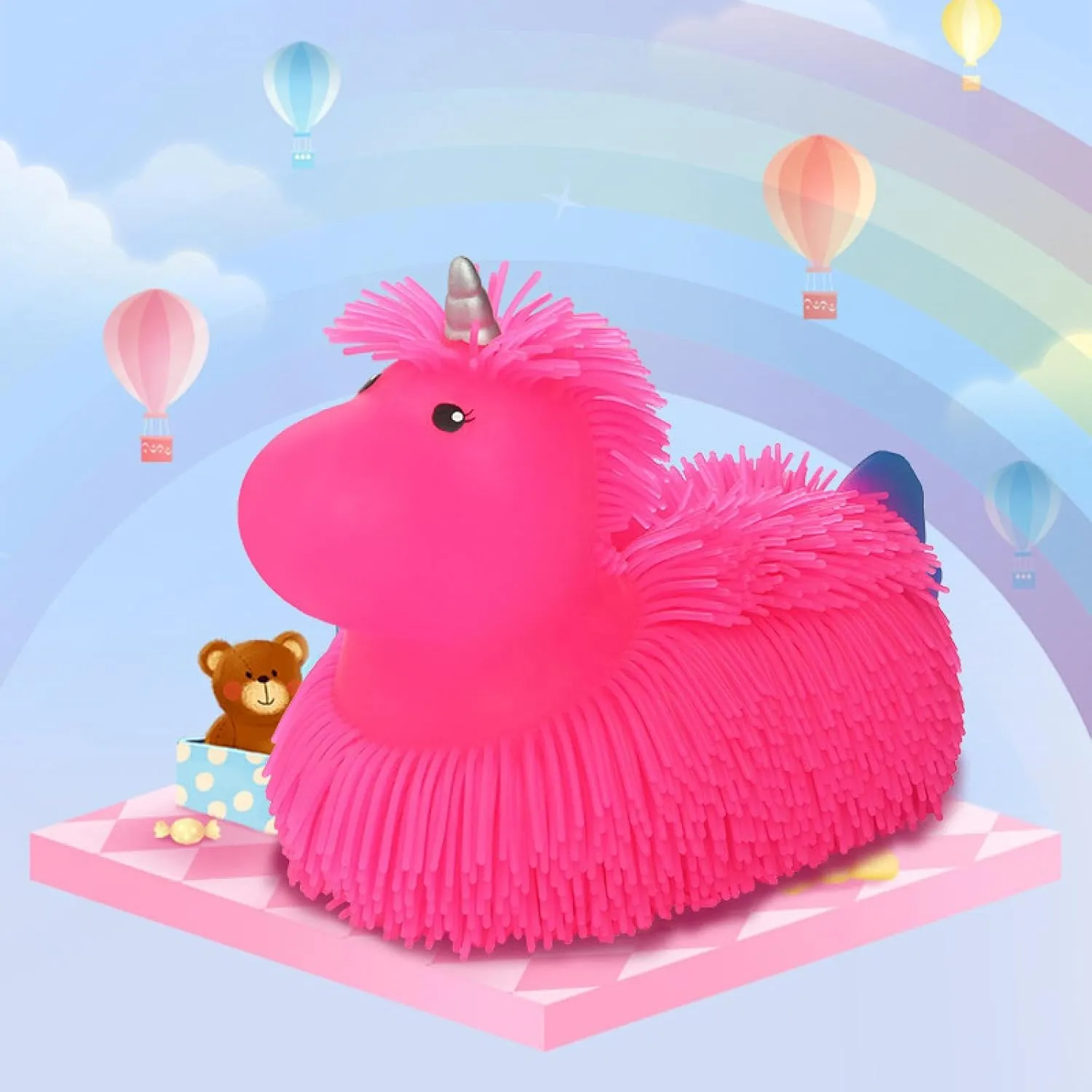 Unicorn Vent Ball, Glow Hair, Hair Decompression Ball, Children's Pinching, Music, Hand Playing, Pulling Toys, Large Home Desk Ornaments, Gifts