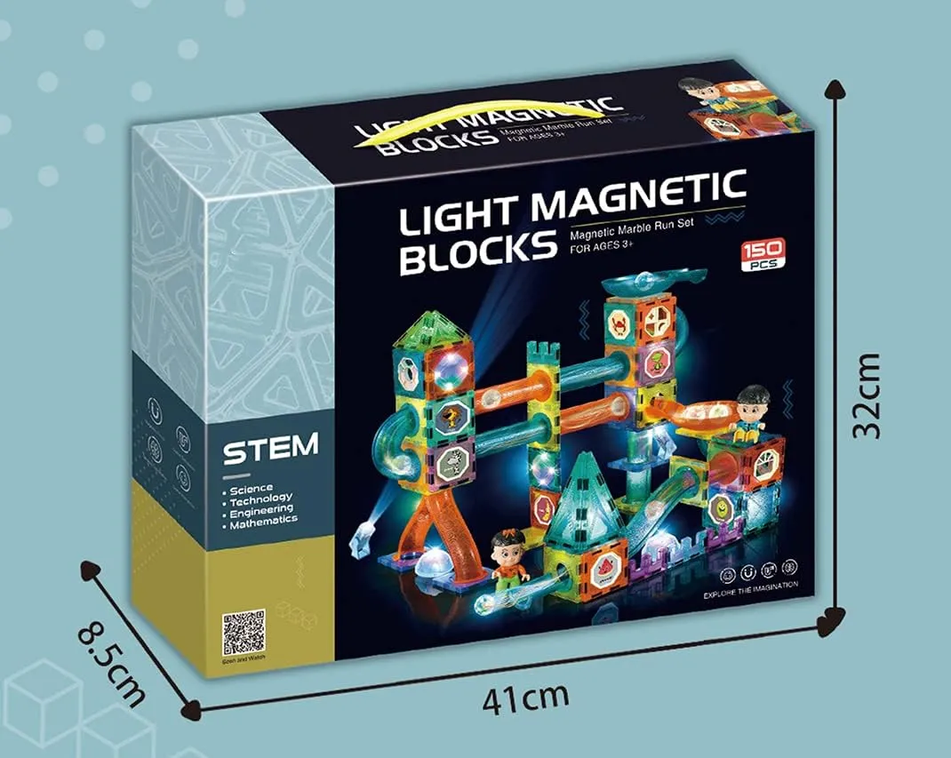 UNIQUE KIDS Magnetic Tiles Building Blocks with Marble Run - Engaging STEM/STEAM Toys for Kids - Educational and Fun - Perfect Christmas and Birthday Gift (150 PCS)