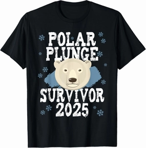 Unisex-Adult Black Polar Bear T-Shirt - Small - Short Sleeve - Crew Neck - Winter - 1 Count