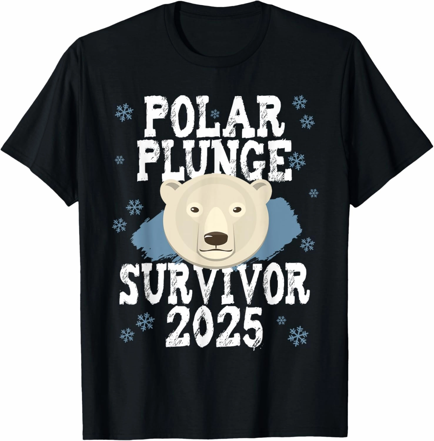 Unisex-Adult Black Polar Bear T-Shirt - Small - Short Sleeve - Crew Neck - Winter - 1 Count