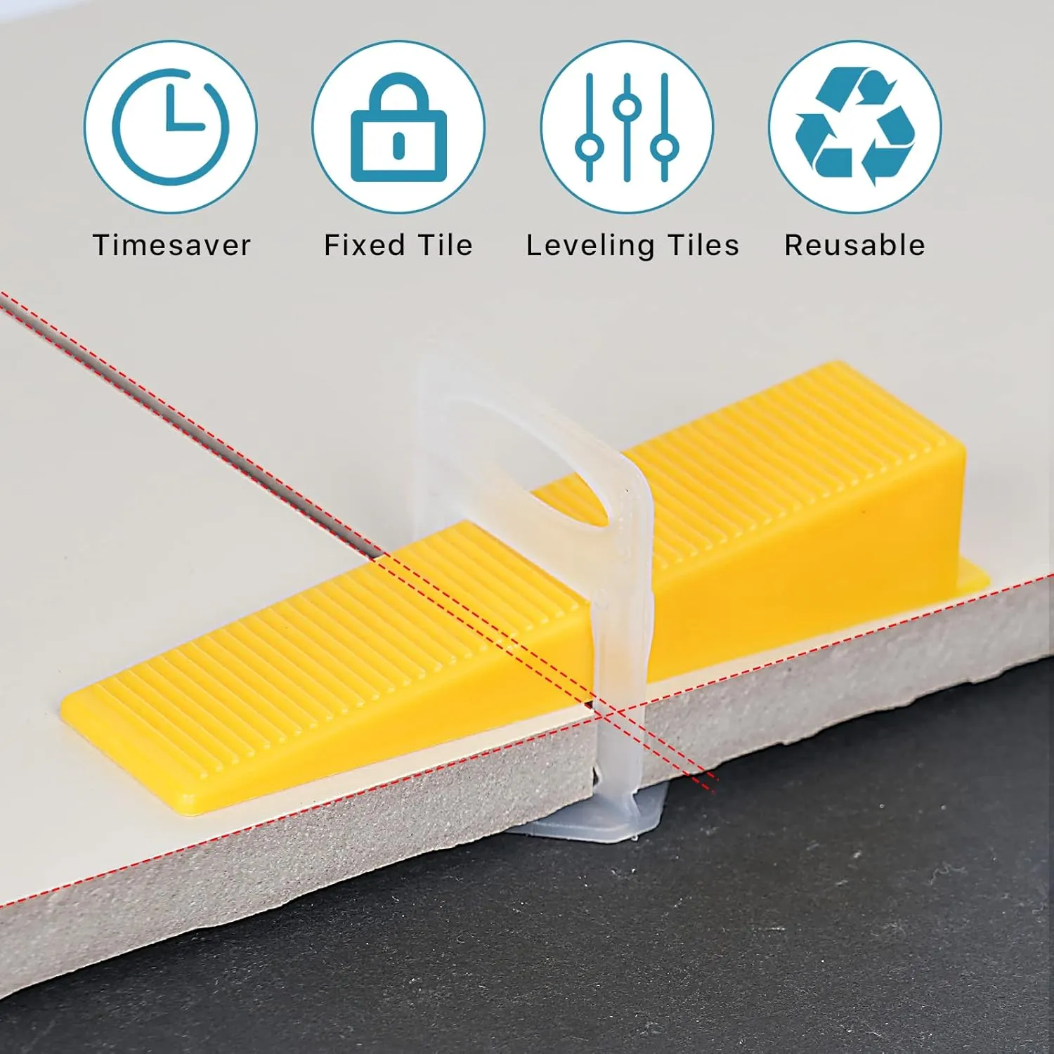 Upgraded Tile Leveling System 1/16" Kit - 1500 Spacers, 300 Reusable Wedges & Floor Tile Pliers for Bathroom, Living Room Tile Installation(300 1500, 1/16)