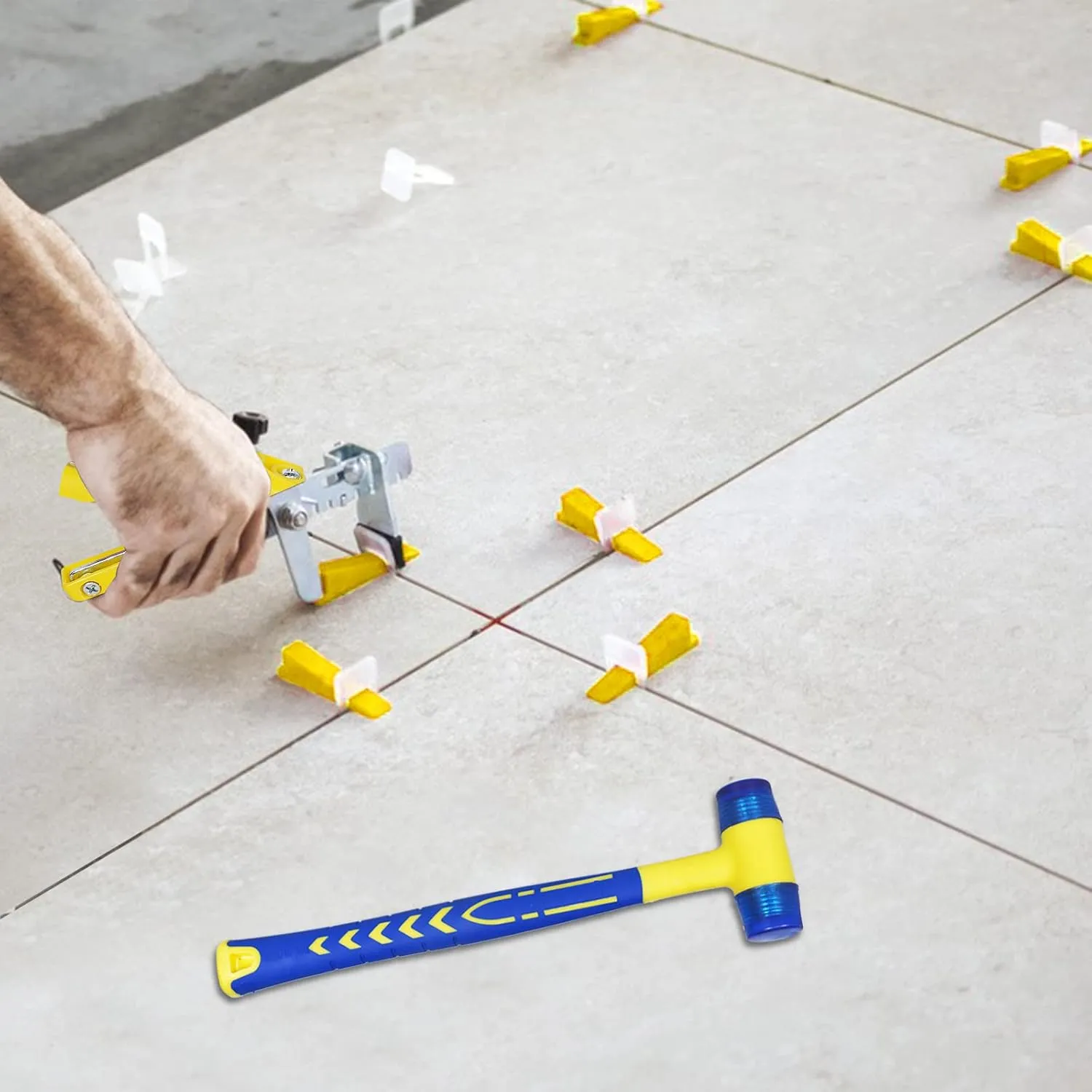Upgraded Tile Leveling System 1/16" Kit - 1500 Spacers, 300 Reusable Wedges & Floor Tile Pliers for Bathroom, Living Room Tile Installation(300 1500, 1/16)
