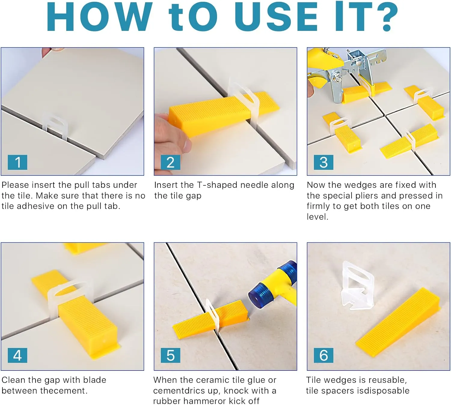 Upgraded Tile Leveling System 1/16" Kit - 1500 Spacers, 300 Reusable Wedges & Floor Tile Pliers for Bathroom, Living Room Tile Installation(300 1500, 1/16)
