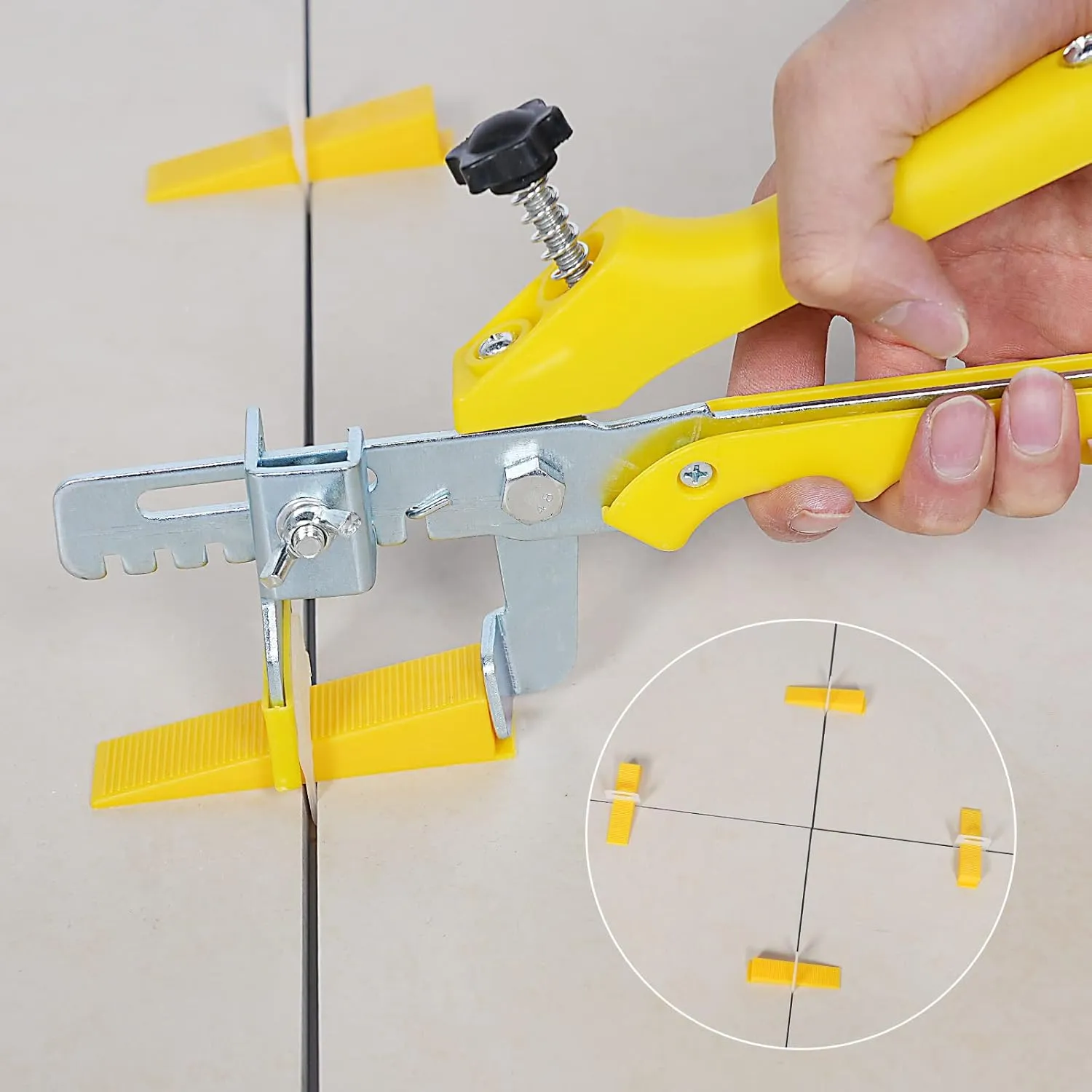 Upgraded Tile Leveling System 1/16" Kit - 1500 Spacers, 300 Reusable Wedges & Floor Tile Pliers for Bathroom, Living Room Tile Installation(300 1500, 1/16)