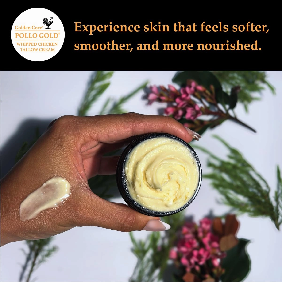 USA Handmade Whipped Chicken Tallow Cream - Packed with Collagen, Organic Face and Body Cream Infused with Organic Olive and Essential Oils. Sensitive-Skin, Eczema, Rosacea - 2 oz (Vanilla Bean)