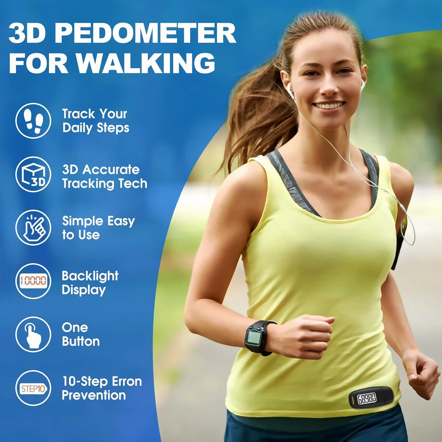 USB Rechargeable Pedometer for Walking,Walking Pedometer Accurate Step Counter LCD Pedometer for Men Women Kids Adults Seniors