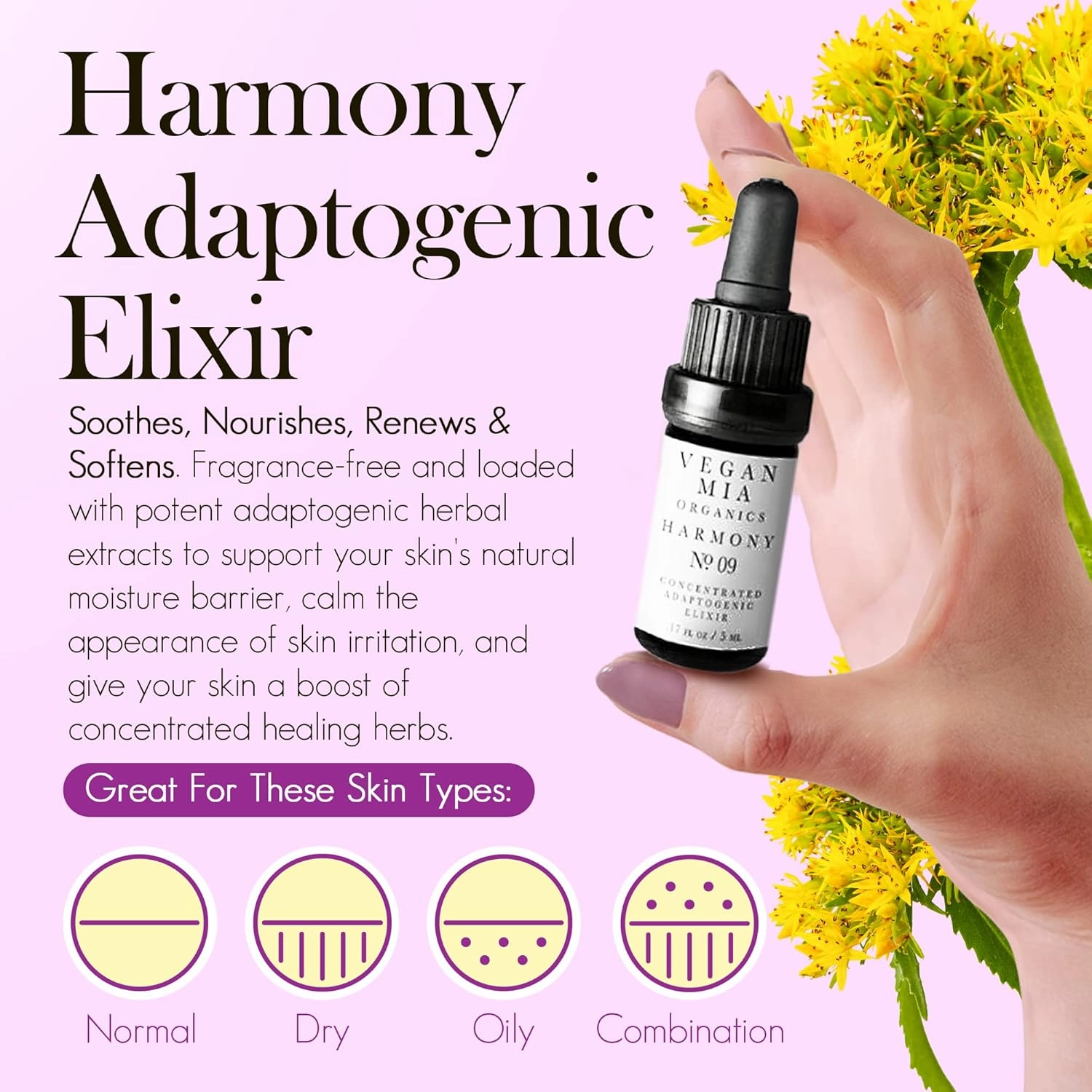 USDA Organic Concentrated Elixirs Mini Discovery Kit Skincare Face Oil: Clarity Brightening & Balancing, Strength Antioxidant & Superfood, & Harmony Adaptogen - Mini Variety Pack of 3